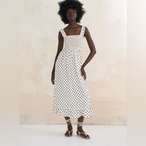 Zara linen polka dot dress midi (size medium)